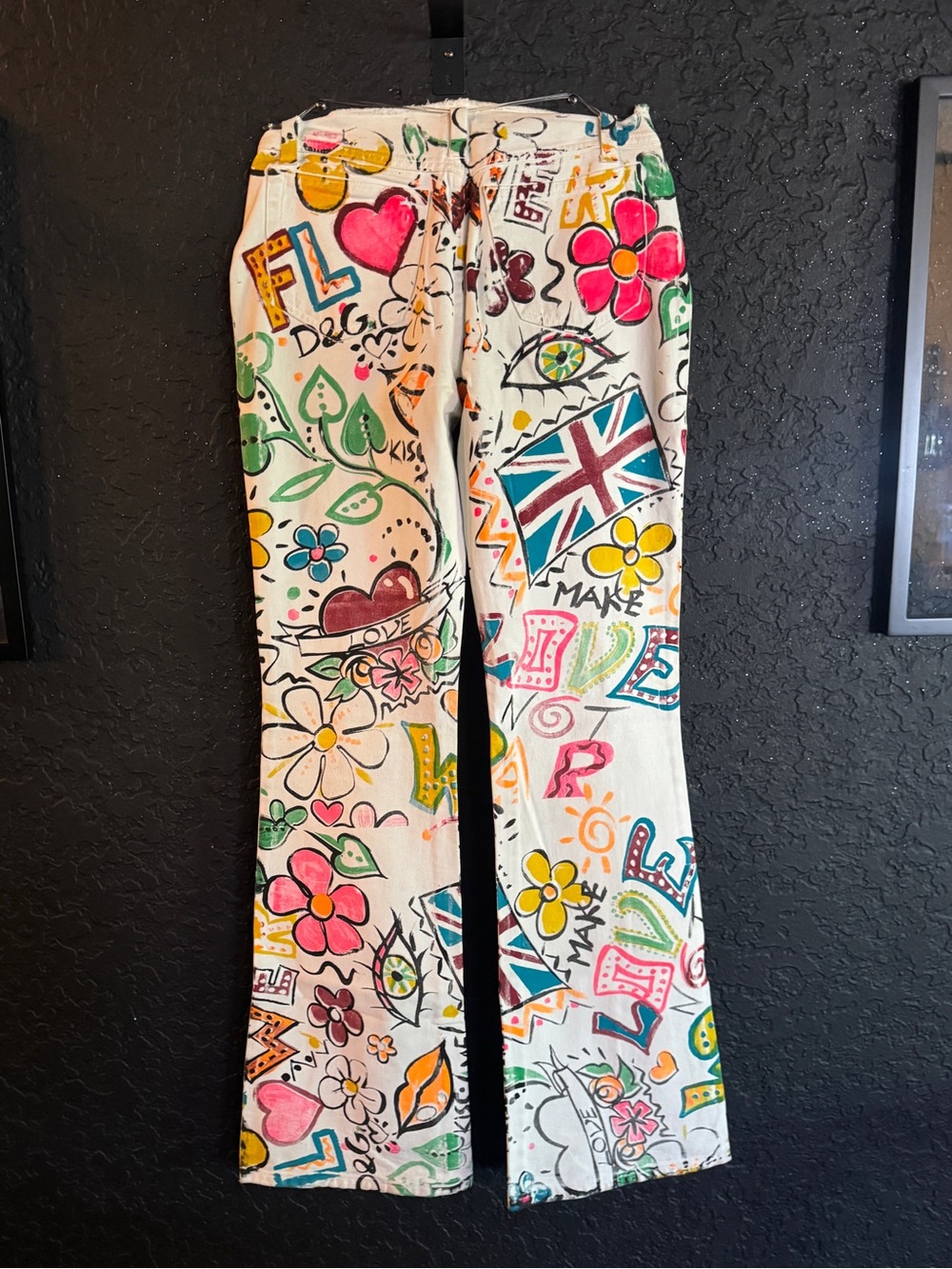D&G Multicolor Graffiti Floral Flag Jeans - Picture 2 of 3
